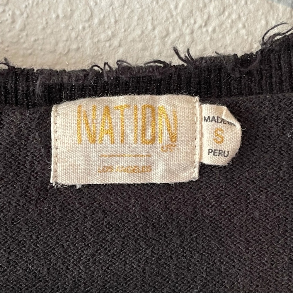 NATION LTD Black V Neck Distressed Sweater Small - Picture 8 of 9